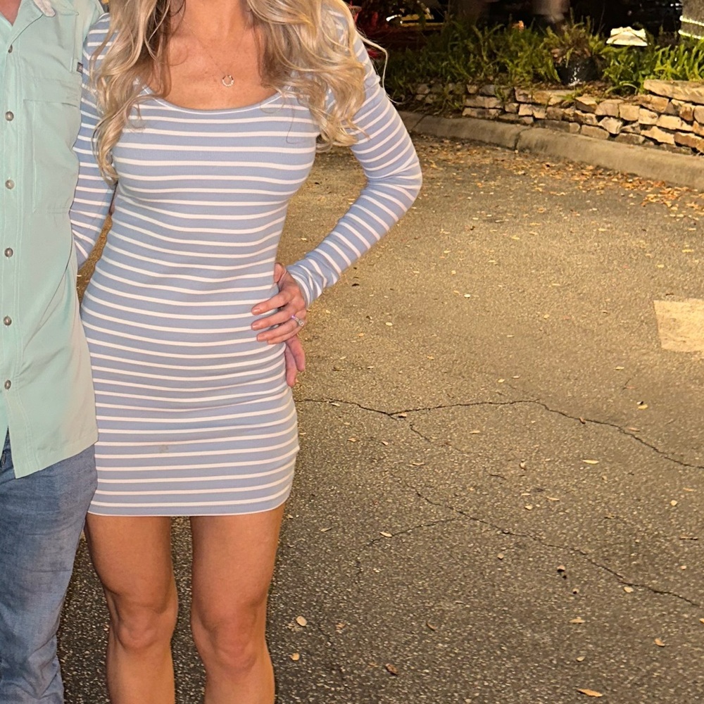 American Eagle Striped Long Sleeve Bodycon Dress